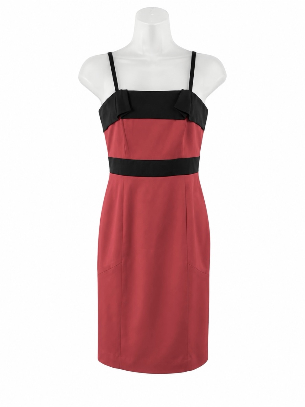 BCBG Paris Red Black Colorblock Cocktail Dress Spaghetti Strap Size 4
